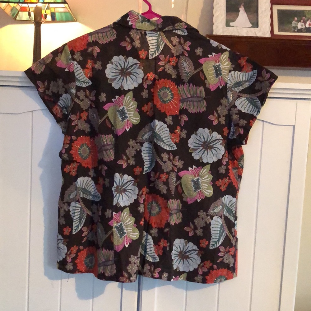 Cotton Short Sleeve Blouse - Picture 3 of 4